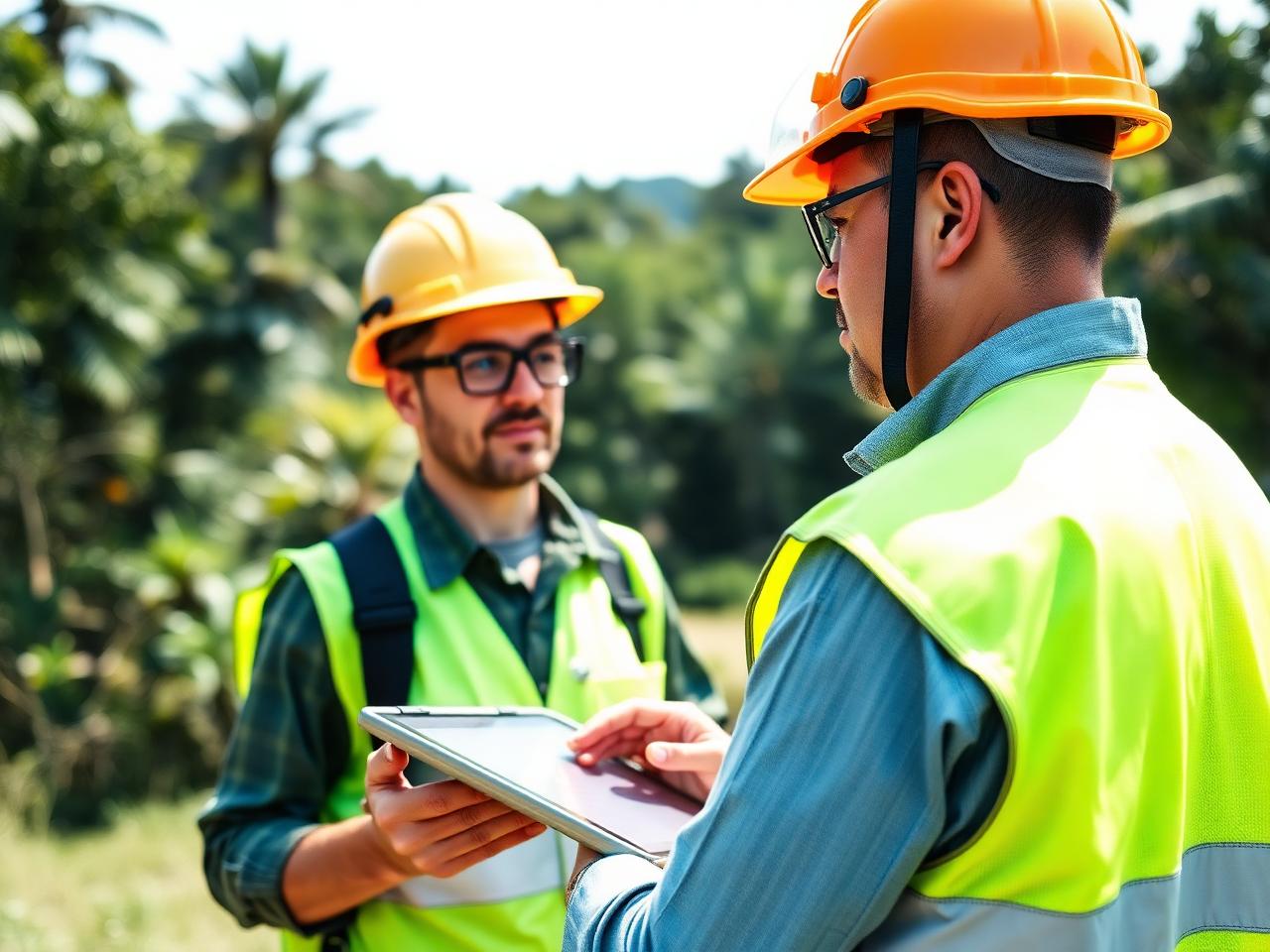 Profissional da Raiz Ambiental em campo com equipamento técnico